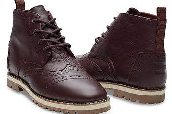 TOMS BROGUE BOOT - BROWN LEATHER